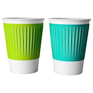 EH90-430-050000 Двухслойный бумажный стакан с рифленой полосой 300 мл, Тетра Микс