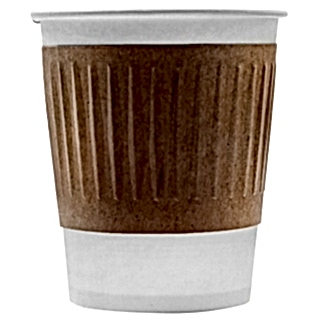 EH80-280-050000 Двухслойный бумажный стакан с рифленой полосой 250 мл, Тетра Крафт
