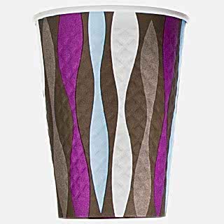 EHB90-430-050000 Однослойный бумажный стакан 300 мл, рифленый, Волны