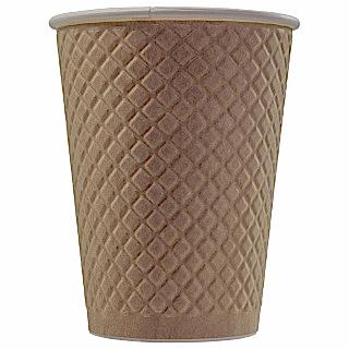 EM90-430-0349 Двухслойный бумажный стакан 300 мл, рифленый Waffle крафт