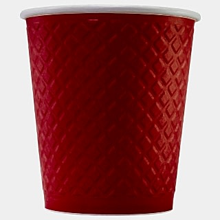 EM80-280-0477 Двухслойный бумажный стакан 250 мл, рифленый Waffle красный