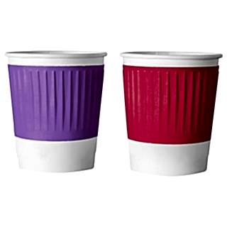 EH80-280-050000 Двухслойный бумажный стакан с рифленой полосой 250 мл, Тетра Микс