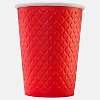 EM90-430-0481 Двухслойный бумажный стакан 300 мл, рифленый Waffle красный